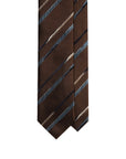 Brushed Stripe Espresso Brown Woven Silk Tie