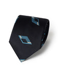 Diamond Pattern Dark Navy Woven Silk Tie
