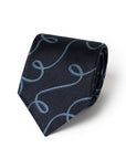 Scroll Pattern Dark Navy Woven Silk Tie