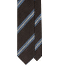 Signature Stripe Chocolate Brown, Blue & White Woven Silk Tie