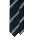 Signature Stripe Deep Navy & White Woven Silk Tie