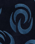 100th Anniversary Blue Swirl Pattern Deep Navy Woven Silk Tie