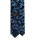 100th Anniversary Blue Swirl Pattern Deep Navy Woven Silk Tie