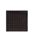 Flower & Multi-Dot Pattern Double-Face Brown & Navy Printed Silk Pocket Square