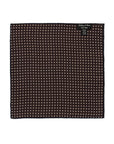 Flower & Multi-Dot Pattern Double-Face Brown & Navy Printed Silk Pocket Square