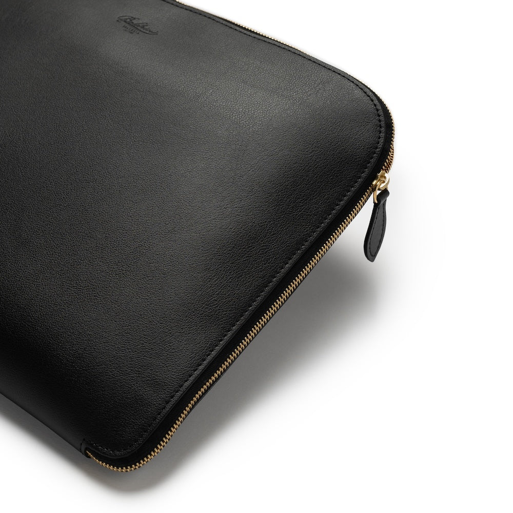 Jet Black Mouflon Leather Clutch Bag