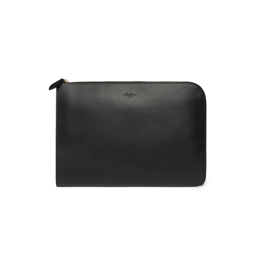 Jet Black Mouflon Leather Clutch Bag