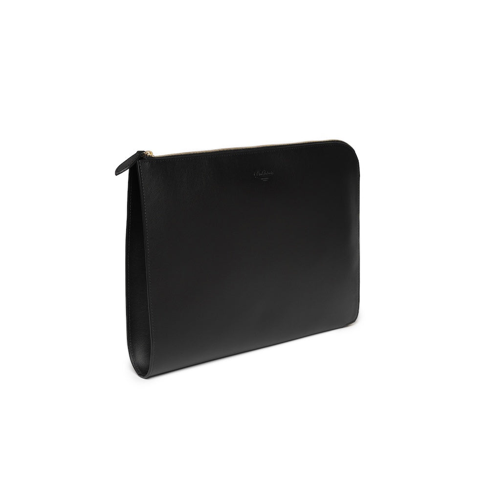 Jet Black Mouflon Leather Clutch Bag