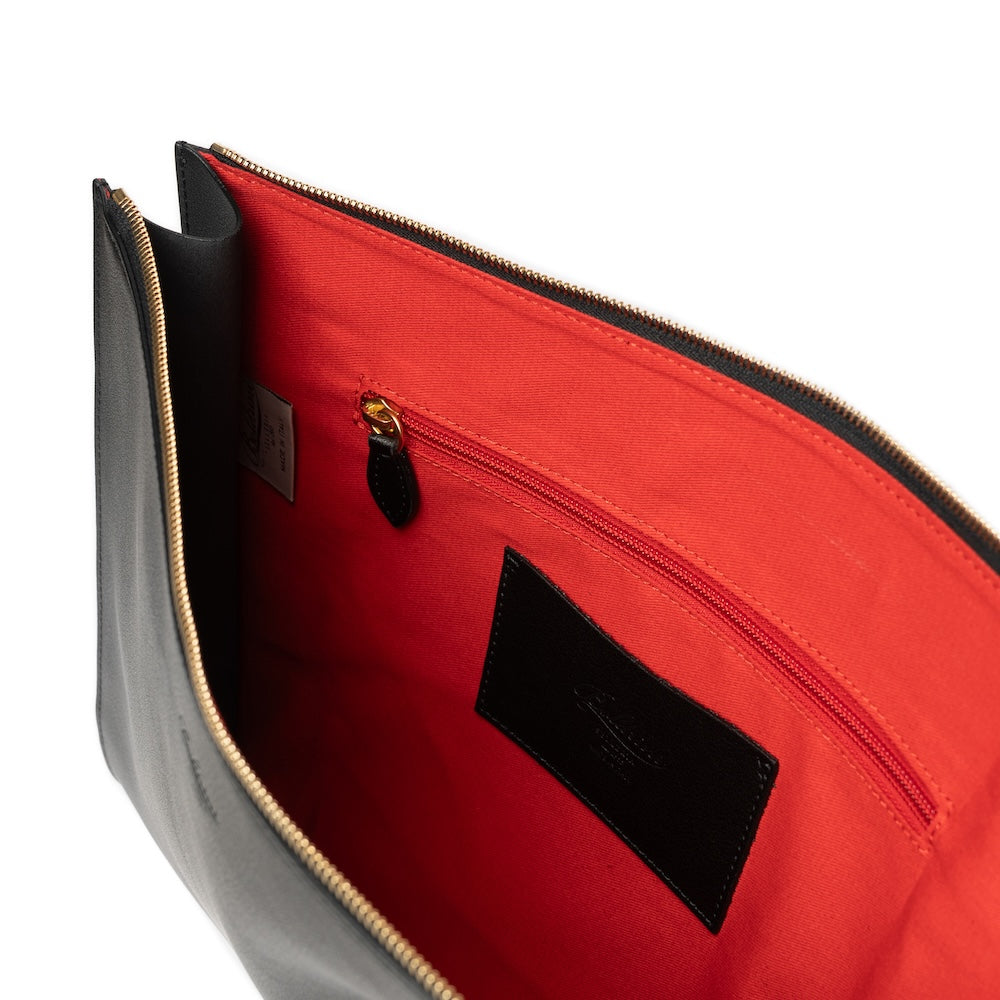 Jet Black Mouflon Leather Clutch Bag