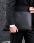 Jet Black Mouflon Leather Clutch Bag