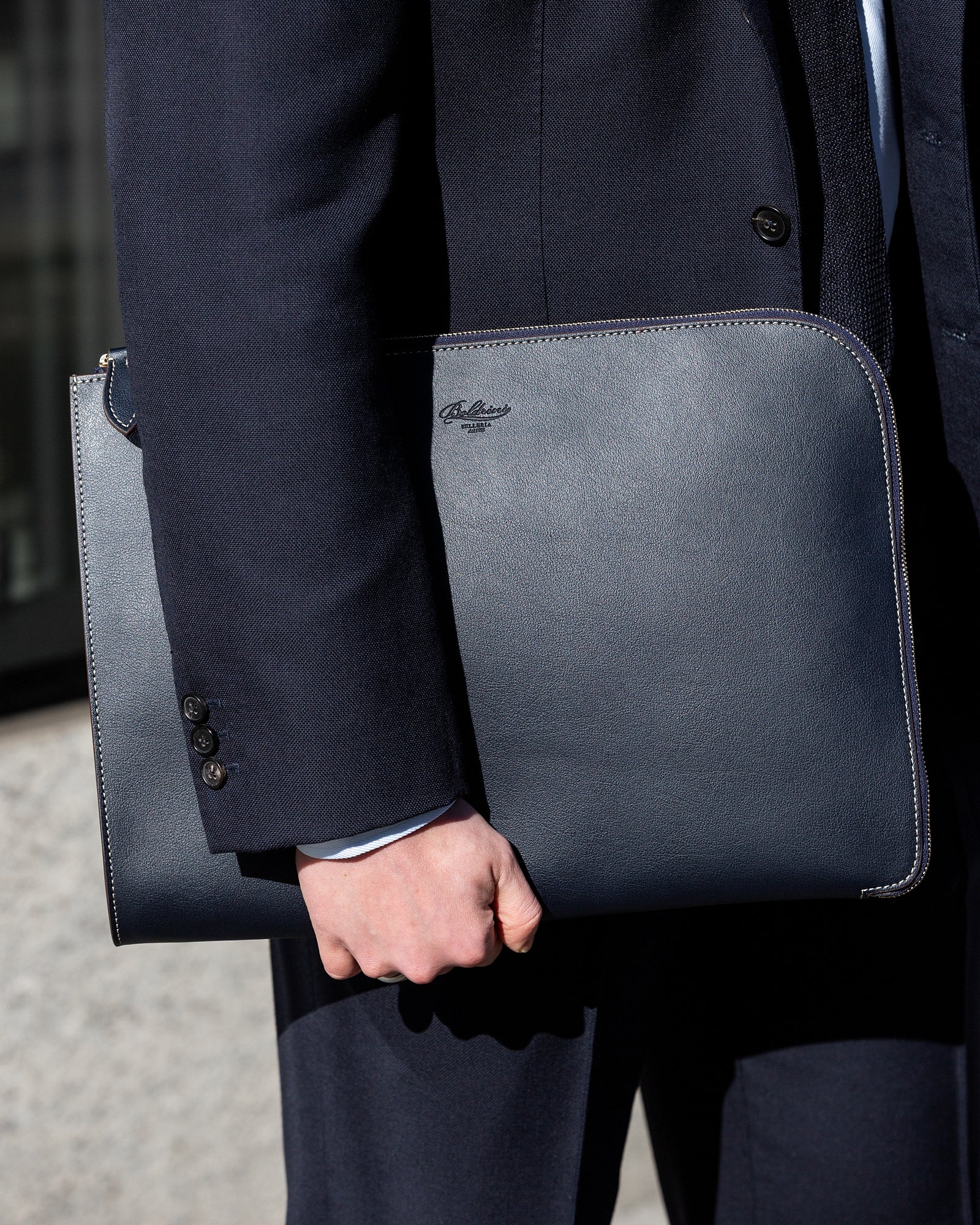 Dark Navy Mouflon Leather Clutch Bag