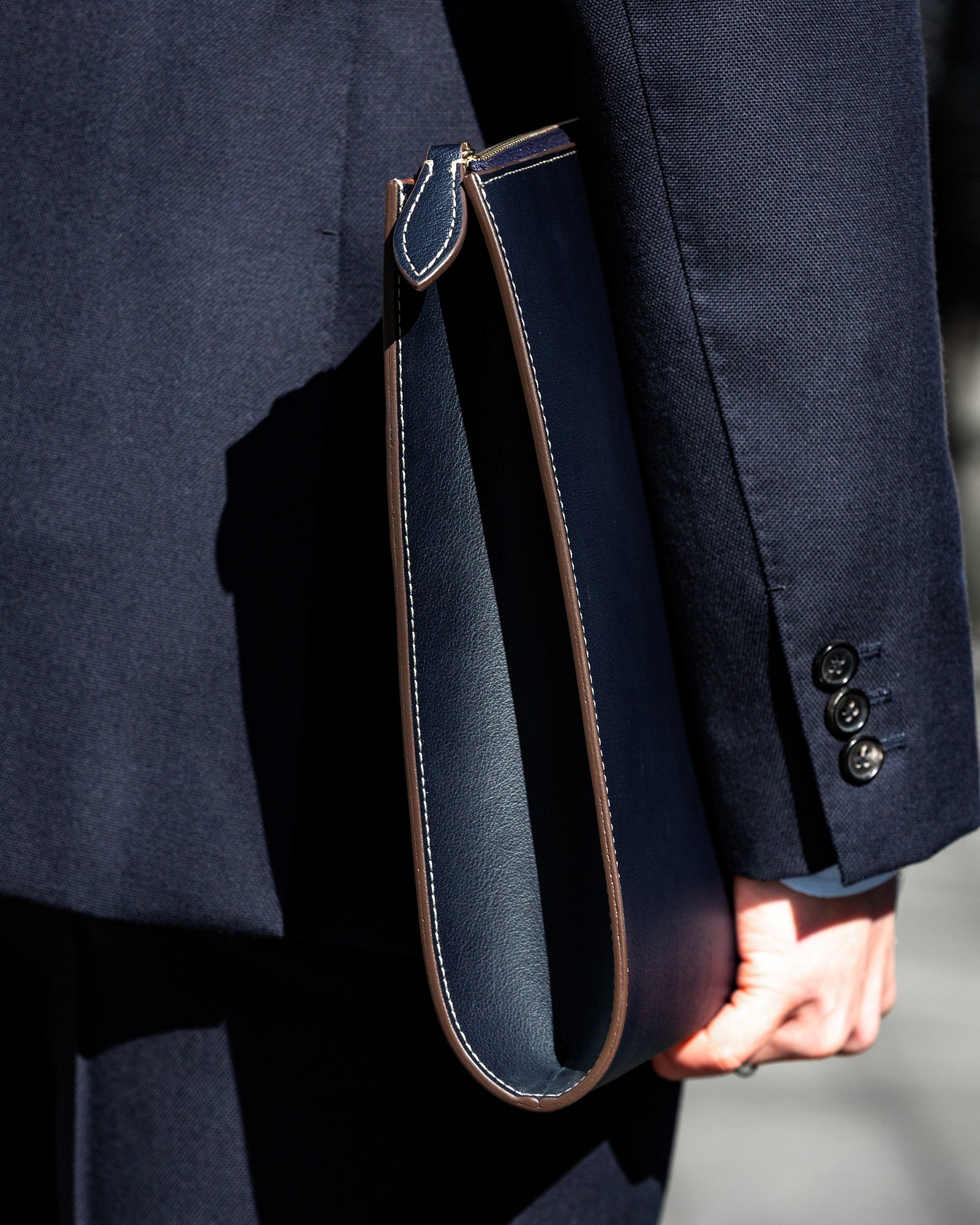 Dark Navy Mouflon Leather Clutch Bag