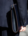 Dark Navy Mouflon Leather Clutch Bag