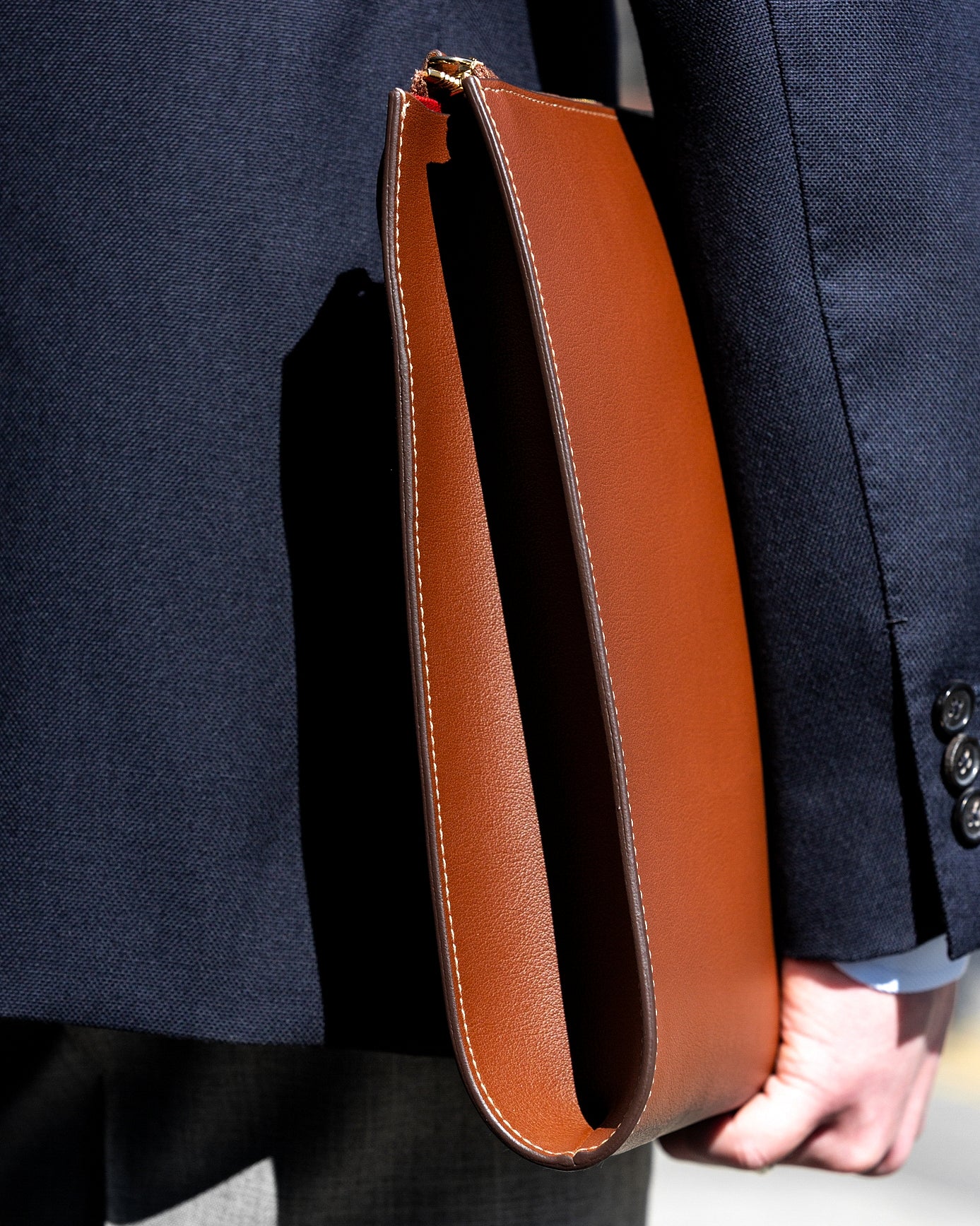 Camel Brown Mouflon Leather Clutch Bag