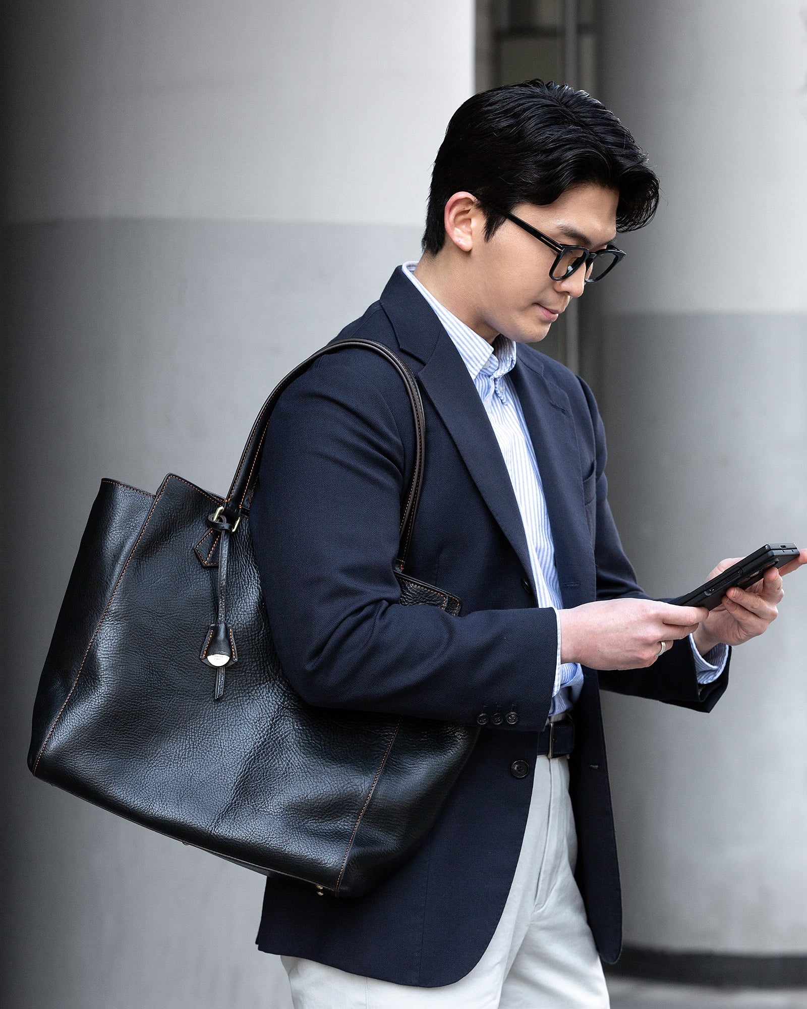Jet Black Bridle Leather Essential Tote Bag