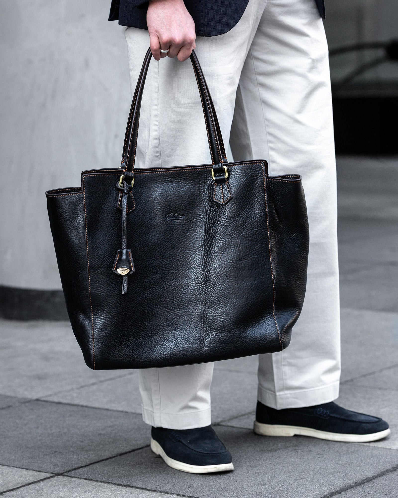 Jet Black Bridle Leather Essential Tote Bag