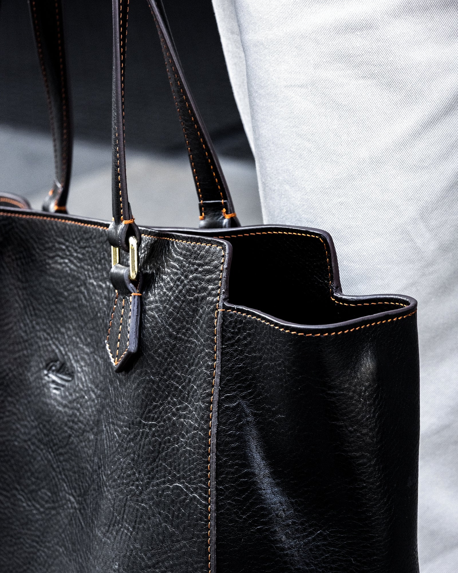 Jet Black Bridle Leather Essential Tote Bag