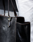 Jet Black Bridle Leather Essential Tote Bag