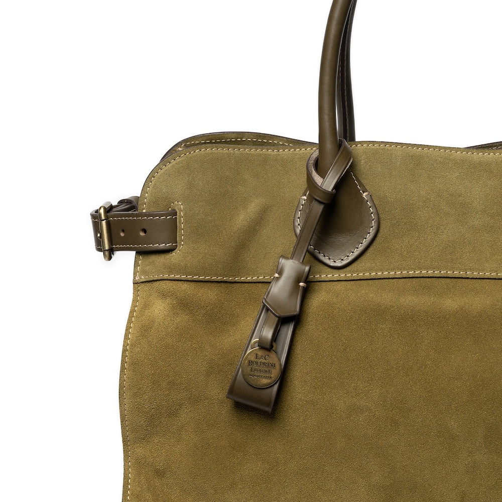 Olive Green Toscano Suede Soft Brief Case