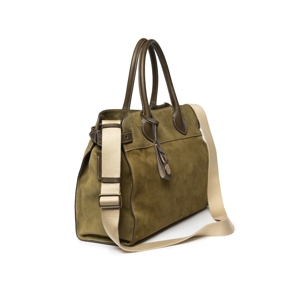 Olive Green Toscano Suede Soft Brief Case
