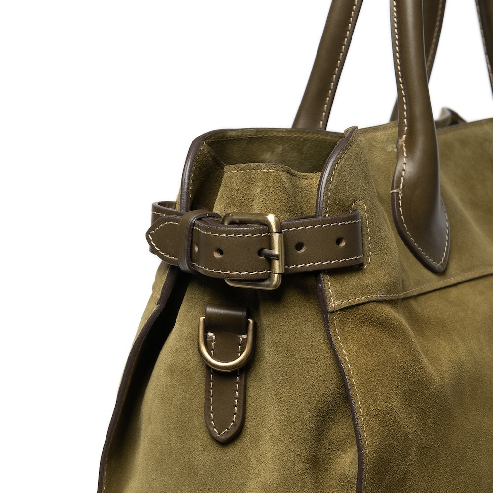 Olive Green Toscano Suede Soft Brief Case