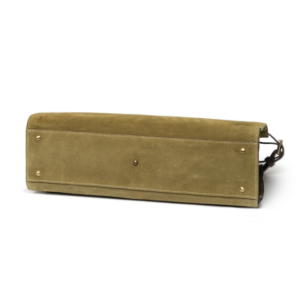 Olive Green Toscano Suede Soft Brief Case