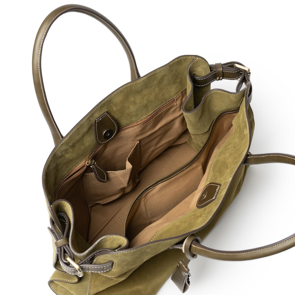 Olive Green Toscano Suede Soft Brief Case