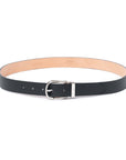 Jet Black Grained Calf Leather Horseshoe Buckle Adjustable Belt
