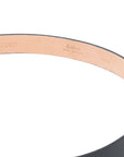 Jet Black Grained Calf Leather Horseshoe Buckle Adjustable Belt