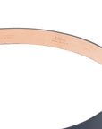 Dark Navy Grained Calf Leather Horseshoe Buckle Adjustable Belt