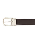 Espresso Brown Grained Calf Leather Horseshoe Buckle Adjustable Belt