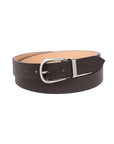 Espresso Brown Grained Calf Leather Horseshoe Buckle Adjustable Belt