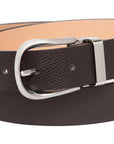 Espresso Brown Grained Calf Leather Horseshoe Buckle Adjustable Belt