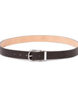 Espresso Brown Grained Calf Leather Horseshoe Buckle Adjustable Belt