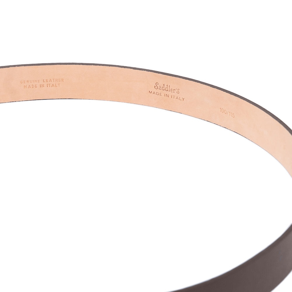 Espresso Brown Grained Calf Leather Horseshoe Buckle Adjustable Belt