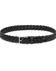 Jet Black Braided Calf Leather Square Buckle Belt