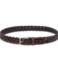 Espresso Brown Braided Calf Leather Square Buckle Belt