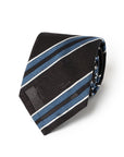 Double Stripe Espresso Brown & Blue Grenadine Silk Sfoderato Tie