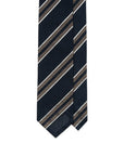 Double Stripe Navy & Champagne Gold Grenadine Silk Sfoderato Tie