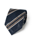 Double Stripe Navy & Champagne Gold Grenadine Silk Sfoderato Tie