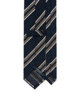 Double Stripe Navy & Champagne Gold Grenadine Silk Sfoderato Tie