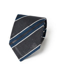 Double Stripe Charcoal & Navy Gold Grenadine Silk Sfoderato Tie