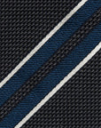 Double Stripe Charcoal & Navy Gold Grenadine Silk Sfoderato Tie