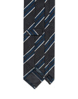 Double Stripe Charcoal & Navy Gold Grenadine Silk Sfoderato Tie