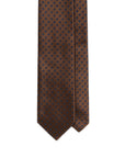 Navy Petite Flower Pattern Brown Satin Silk Tie