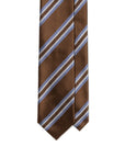 Double Stripe Brown & Lavender Satin Silk Tie