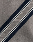 Double Stripe Light Gray & Dark Navy Satin Silk Tie
