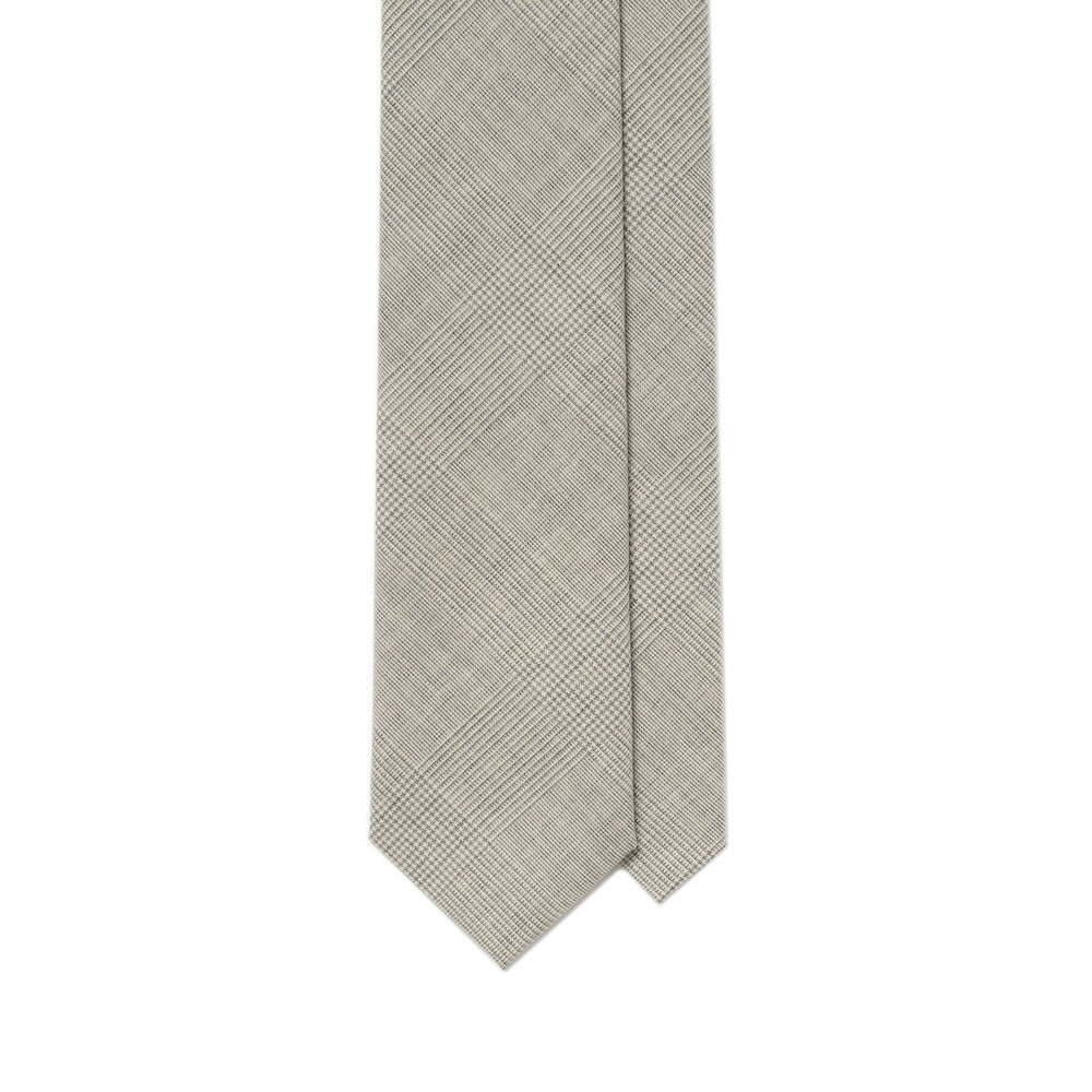 Tone-on-Tone Glen Check Sand Beige Woven Wool Tie