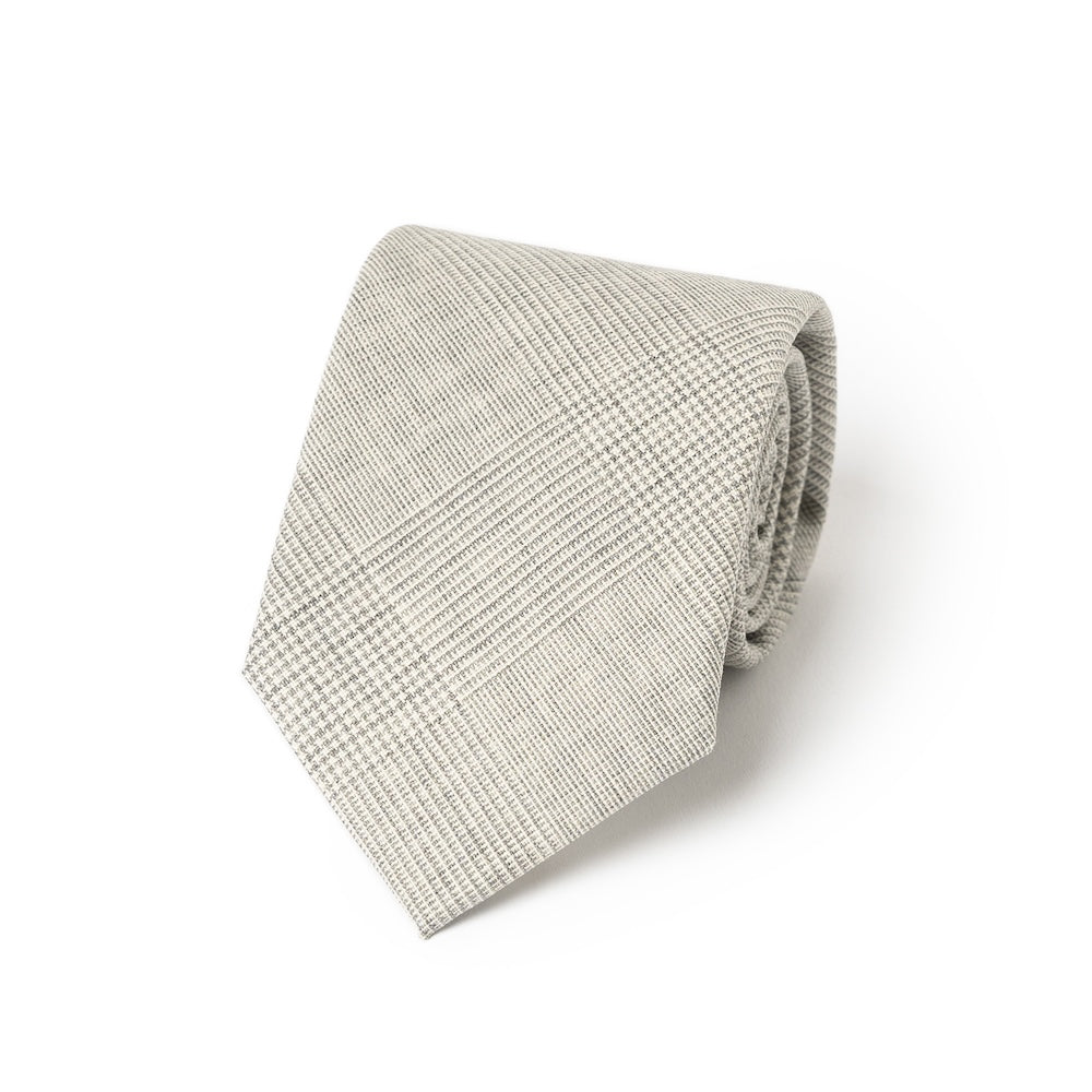 Tone-on-Tone Glen Check Sand Beige Woven Wool Tie