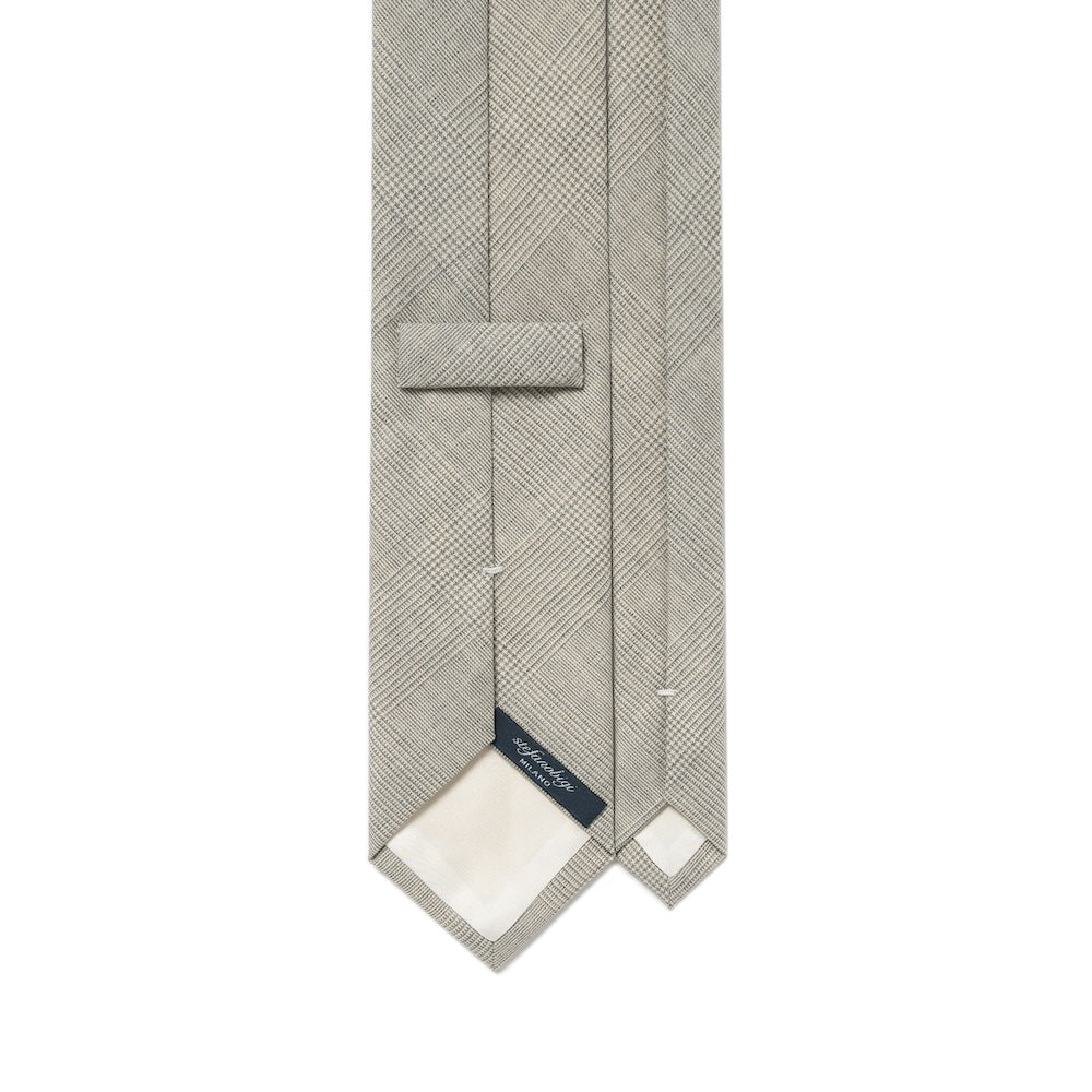 Tone-on-Tone Glen Check Sand Beige Woven Wool Tie